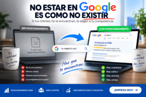No estar en Google reduce la visibilidad de tu sitio web y las oportunidades de conseguir clientes No estar en Google es como no existir | Posicionamiento web