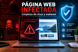 Página web infectada por virus y malware - servicio de limpieza y recuperación