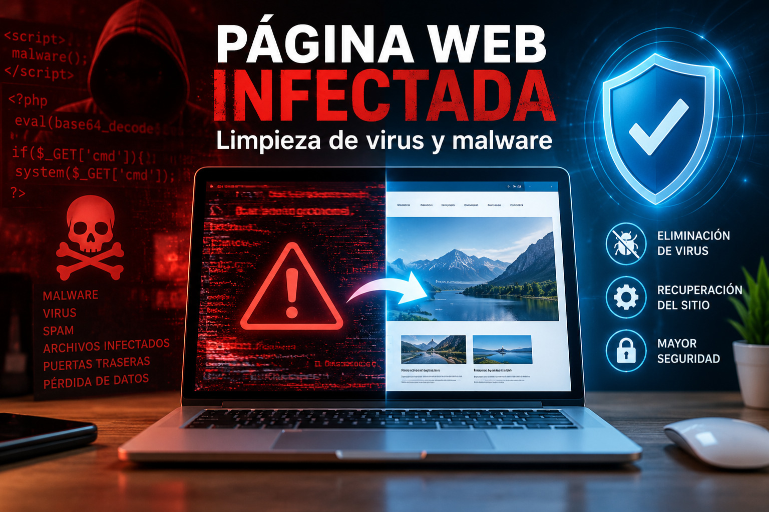 Limpieza y recuperación de páginas infectadas por virus en Chile