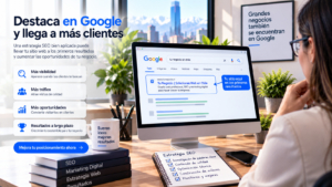 ómo salir destacado en Google y aumentar la visibilidad de tu negocio Cómo salir destacado en Google con SEO para aumentar visibilidad, tráfico y clientes