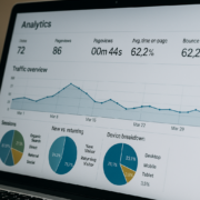 panel de analytics con graficos de trafico web en tiempo real medicion de visitas usuarios y rendimiento para optimizacion