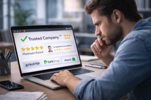 Usuario evalúa señales de confianza en una web antes de tomar una decisión Usuario evalúa señales de confianza en una web antes de tomar una decisión