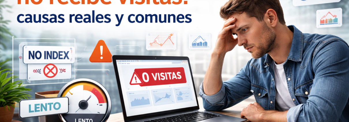 mostrando causas reales como problemas de indexación, lentitud del sitio y errores de SEO