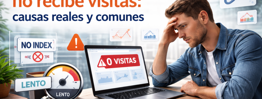 mostrando causas reales como problemas de indexación, lentitud del sitio y errores de SEO