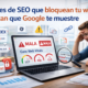 mostrando problemas de indexación, robots.txt, canónicos incorrectos y mala velocidad